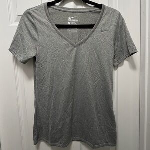 Nike Women's Heather Gray V-Neck Dri Fit Tee